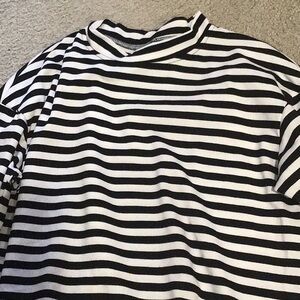 Black and white mock neck top
